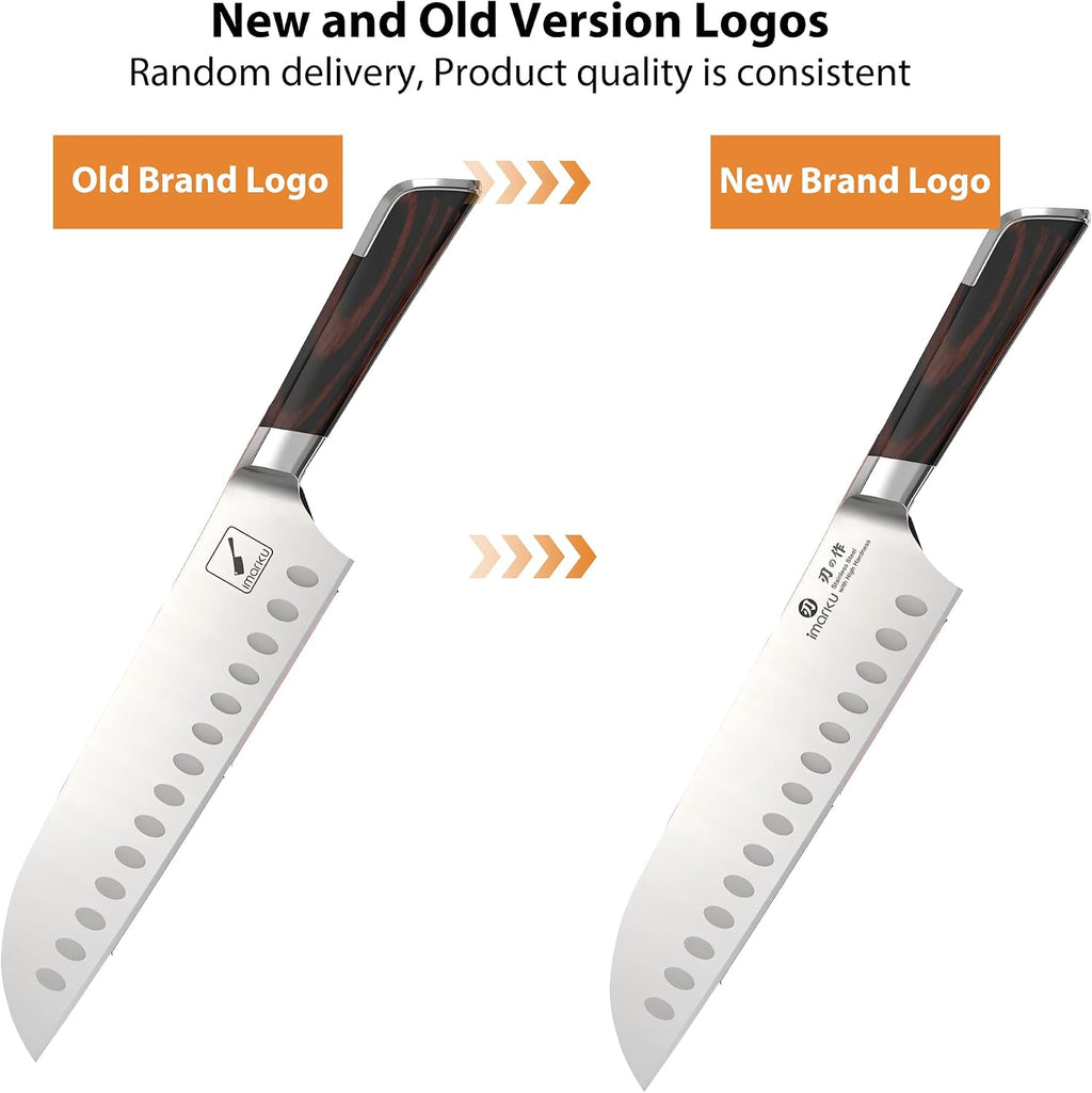 imarku Japanese Santoku Knife 7 Inch, Ultra Sharp Chef Knife, Professional Grade Powder High Carbon Steel Forged Kitchen Knife, PakkaWood Ergonomic Handle, Gifts for Women and Men