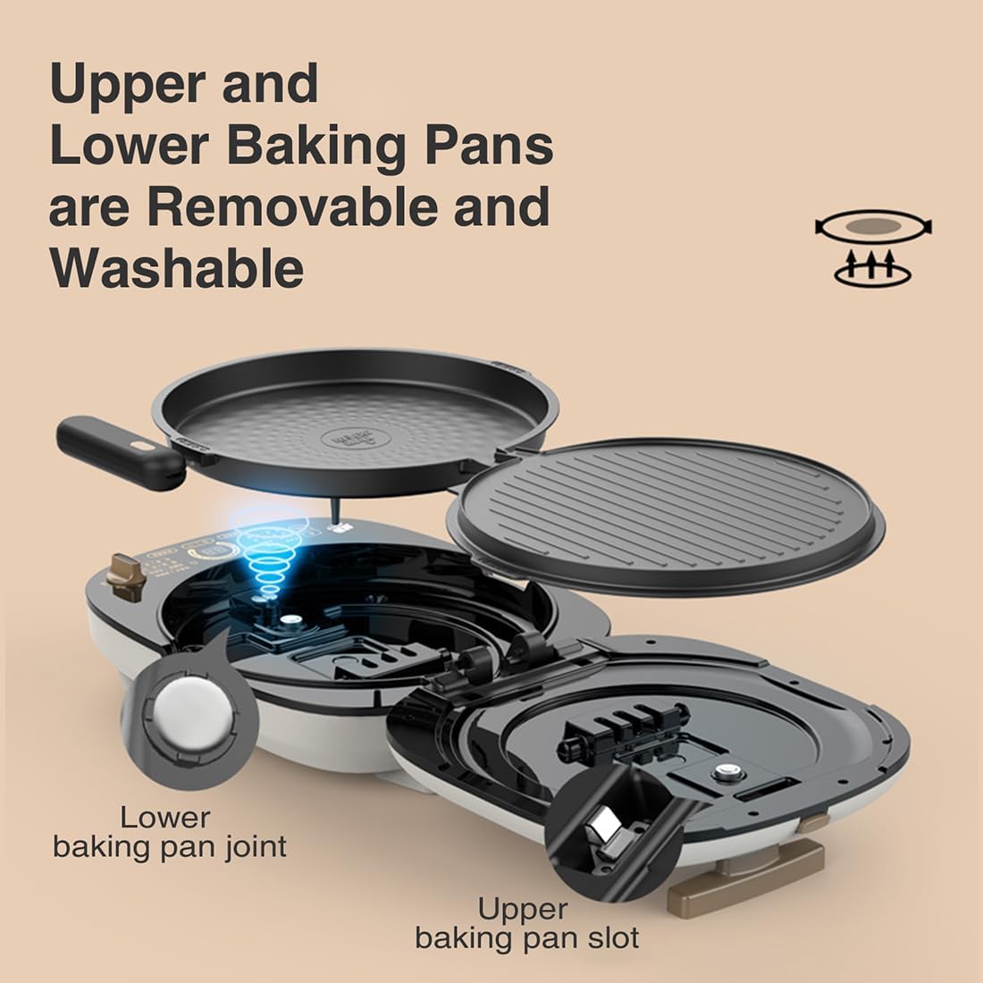 LIVEN Electric Baking Pan LR-D3027S, Removable Electric Griddle for BBQ, Bakery, Steak, Egg Pancake, 1500W