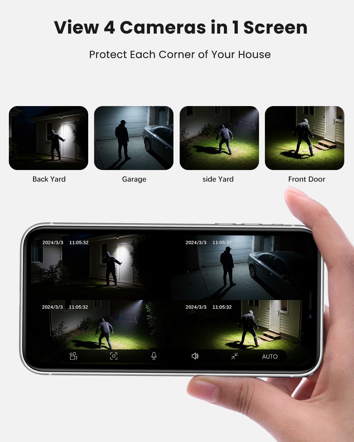 VIZIUUY Solar Security Cameras Wireless Outdoor 4 Pack, 3MP Security Cameras Wireless Outdoor, Pan Tilt 360°WiFi Camera with Color Night Vision/PIR Sensor/2-Way Audio/Alexa