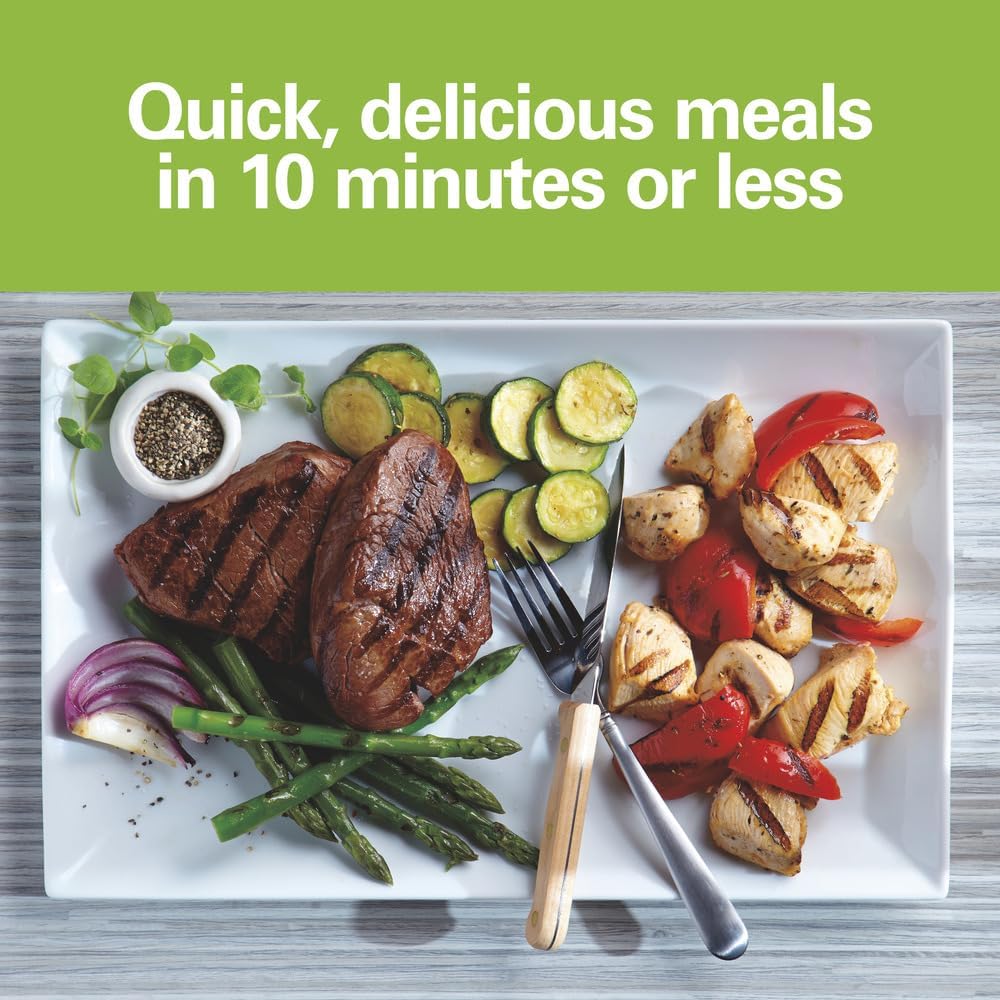 Hamilton Beach Electric Indoor Grill,6-Serving,Large 90 sq. in. Nonstick Easy Clean Plates,Floating Hinge for Thicker Foods,1200 Watts,6.38'D x 12.68'W x 13.78'H,Silver (25371),(Pack of 2)