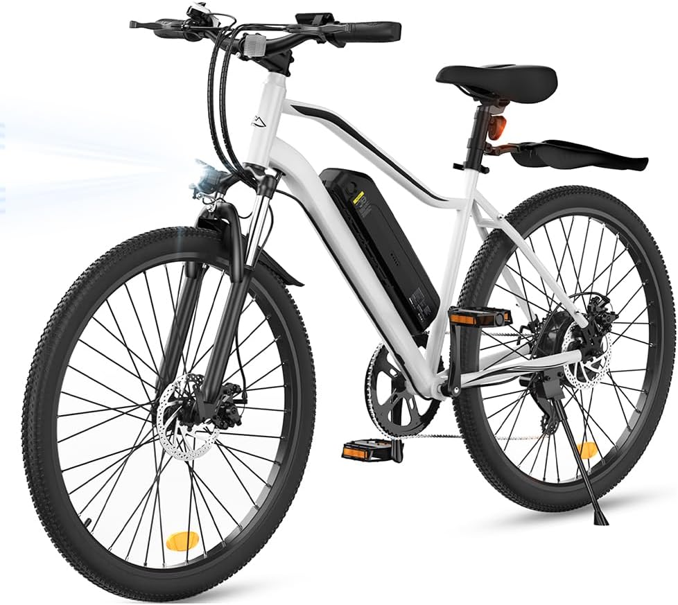 Electric Bike, 1000W Peak Powerful Motor, 65+ Miles Range & 20MPH Top Speed, 26'' Tires E-Bike, Adjustable Seat, Shock Absorber, Commuting Electric Bike for Adults