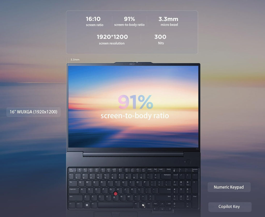 Lenovo ThinkPad E16 Business Laptop, 16' FHD+, AMD Ryzen 5 7535U (> Intel i7-1360P), Fingerprint, Backlit, 1080p Webcam, IST Computer Customized 16GB/32GB/64GB DDR5 RAM, 512GB/1TB/2TB SSD, Win 11 Pro