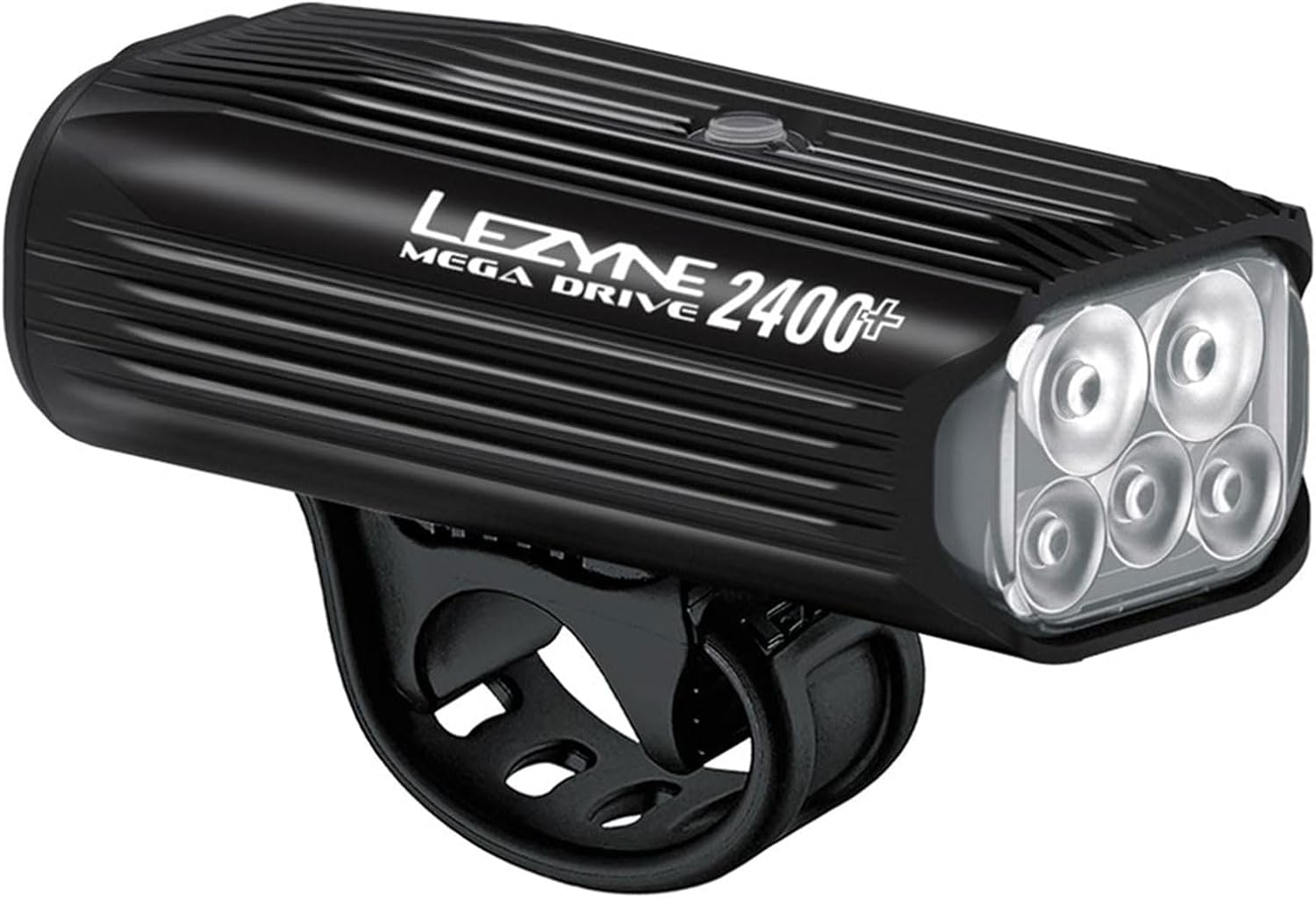 LEZYNE Mega Drive Bicycle USB Rechargeable Durable Weather-Resistant IPX7 White LED Front Light with Multiple Solid & Flash Modes | Integrated Silicone Rubber Strap Mount | 2400/1800 Lumens Options