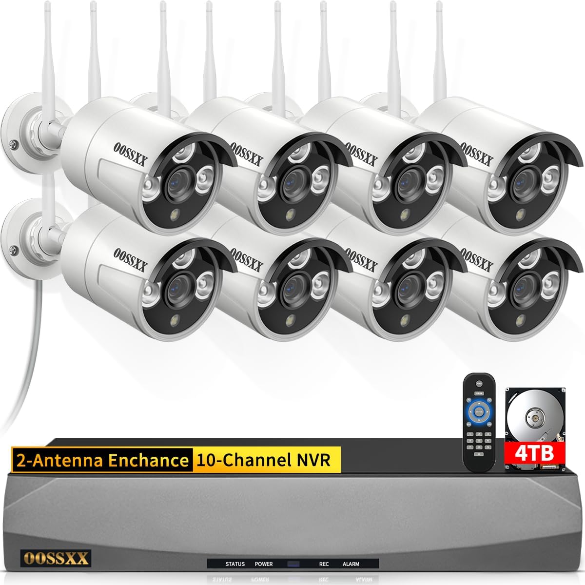 (2026 Update) Wireless Security Camera System, 10CH WiFi NVR with 8 x 3MP Dual Antenna Cameras, 55% Longer Range, 4TB HDD 60-Day Recording, Dual Band 2.4/5.8GHz, IP67, Free App