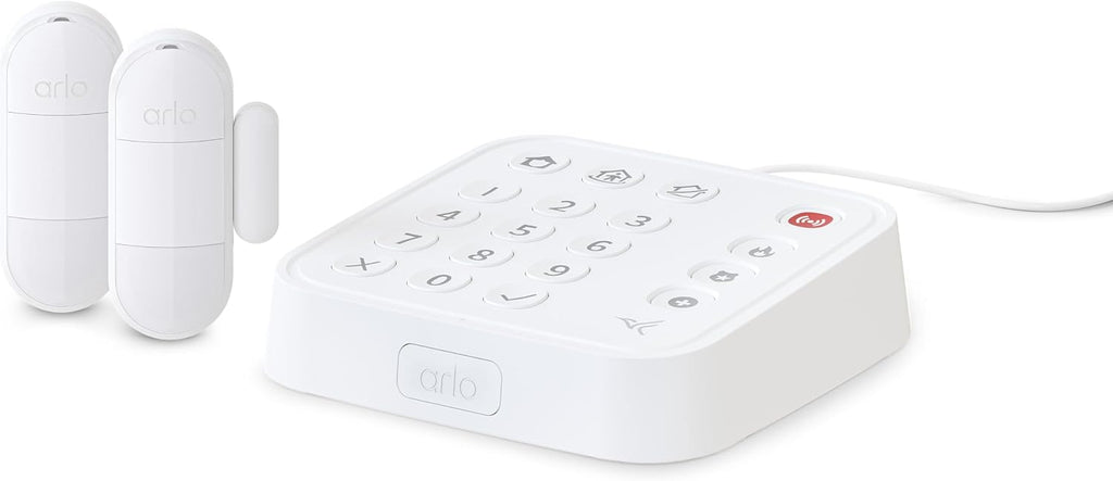 Arlo Home Security System - Wired Keypad Sensor Hub, (2) 8-in-1 Sensors, 24/7 Professional Monitoring- No Contract Required, DIY Installation, Alarm System for Home Security – SS1201, White