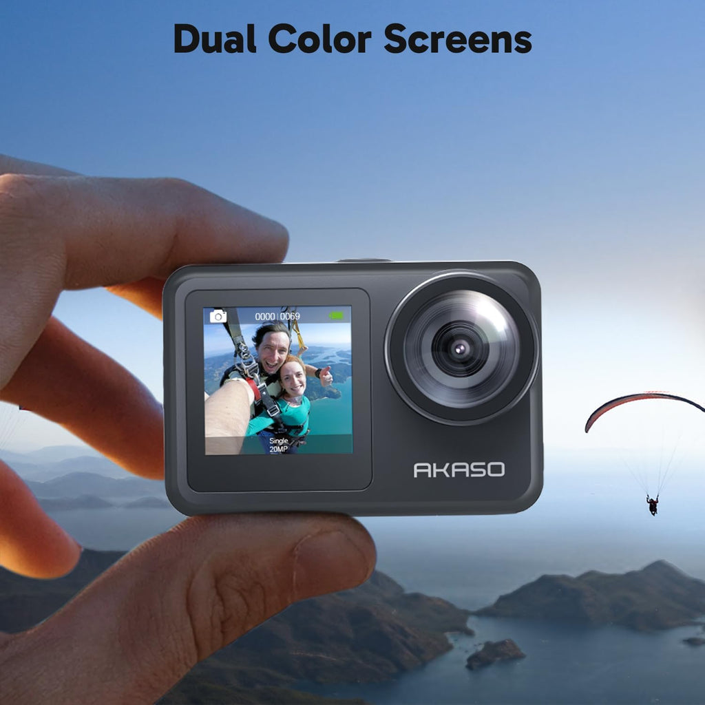 AKASO Brave 7 LE 4K30FPS 20MP WiFi Action Camera with Touch Screen EIS 2.0 Zoom Remote Control 131 Feet Underwater Camera with 2X 1350mAh Batteries Support External Microphone Vlog Camera