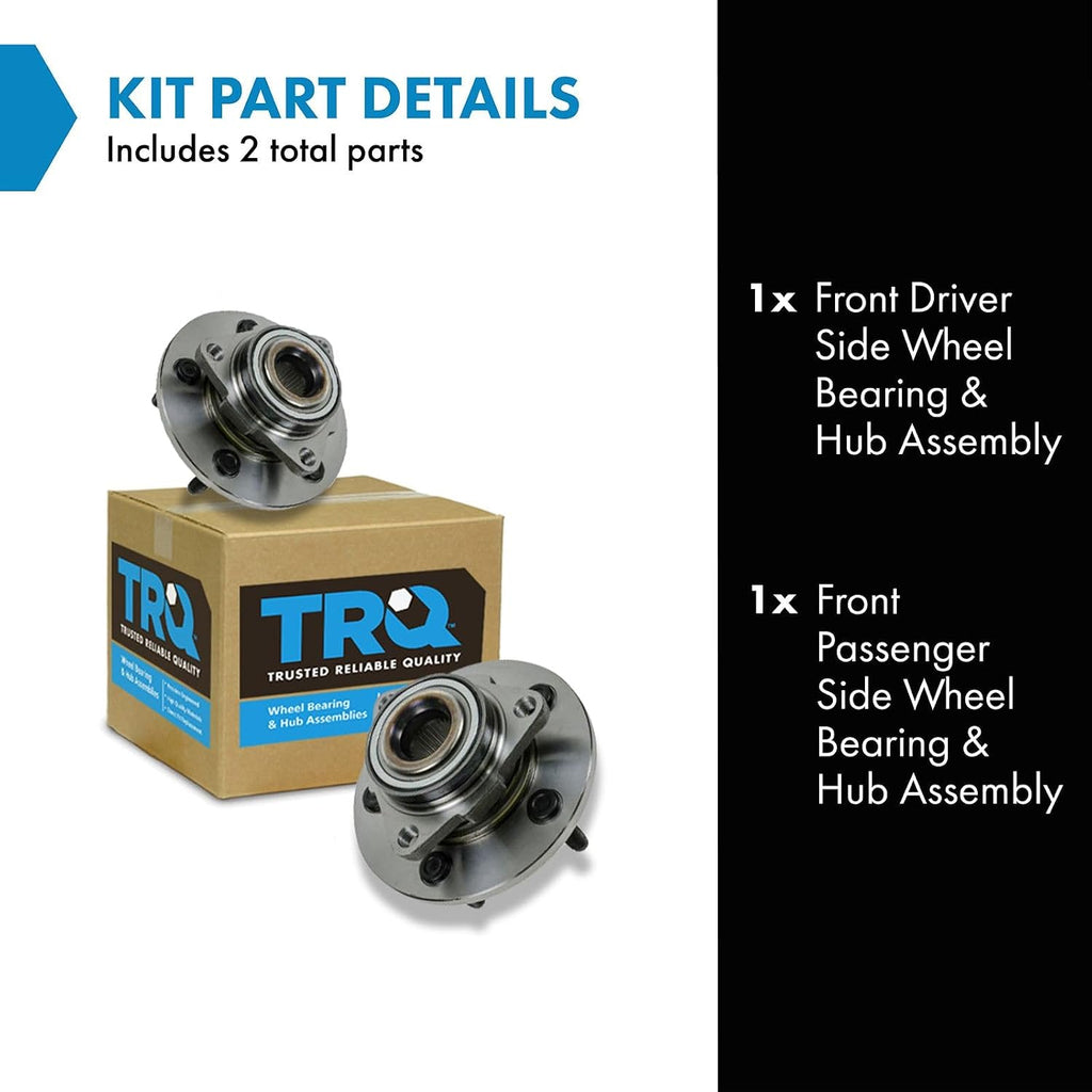 TRQ Front Wheel Bearing and Hub Assembly Set 2 Piece Compatible with 02-05 Dodge Ram 1500 06-08 Regular Cab 06-08 Crew 2 Wheel ABS Models