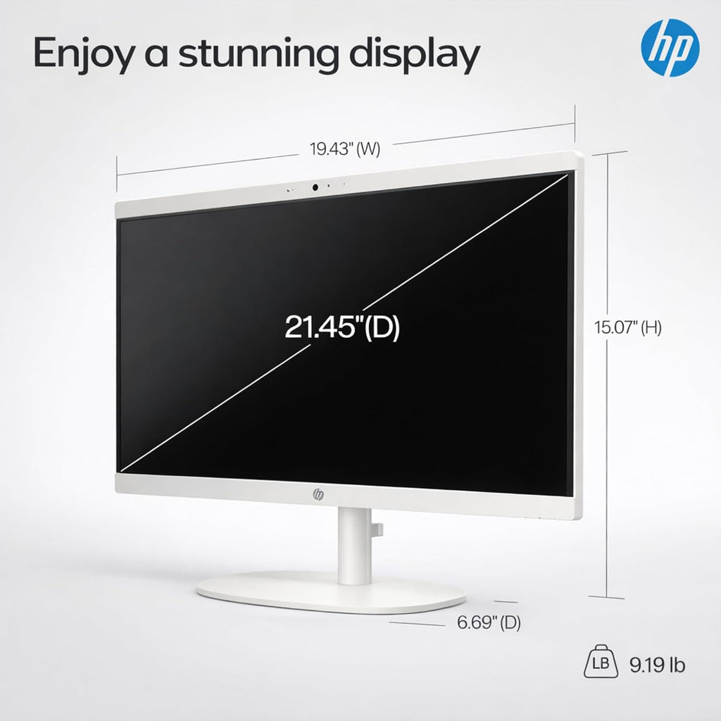 HP 22' FHD All-in-One Desktop Computer • 16GB DDR5 RAM • 512GB External and 128GB UFS Storage | The New Version for Everyday Efficency • Latest 13th Gen Intel Quad-Core • Office 365 for The Web