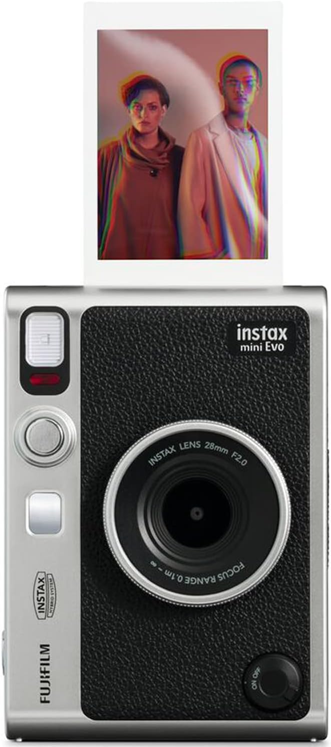 Fujifilm Instax Mini EVO Hybrid Black Instant Camera Bundle with 2X Mini Twin Pack Instant Film