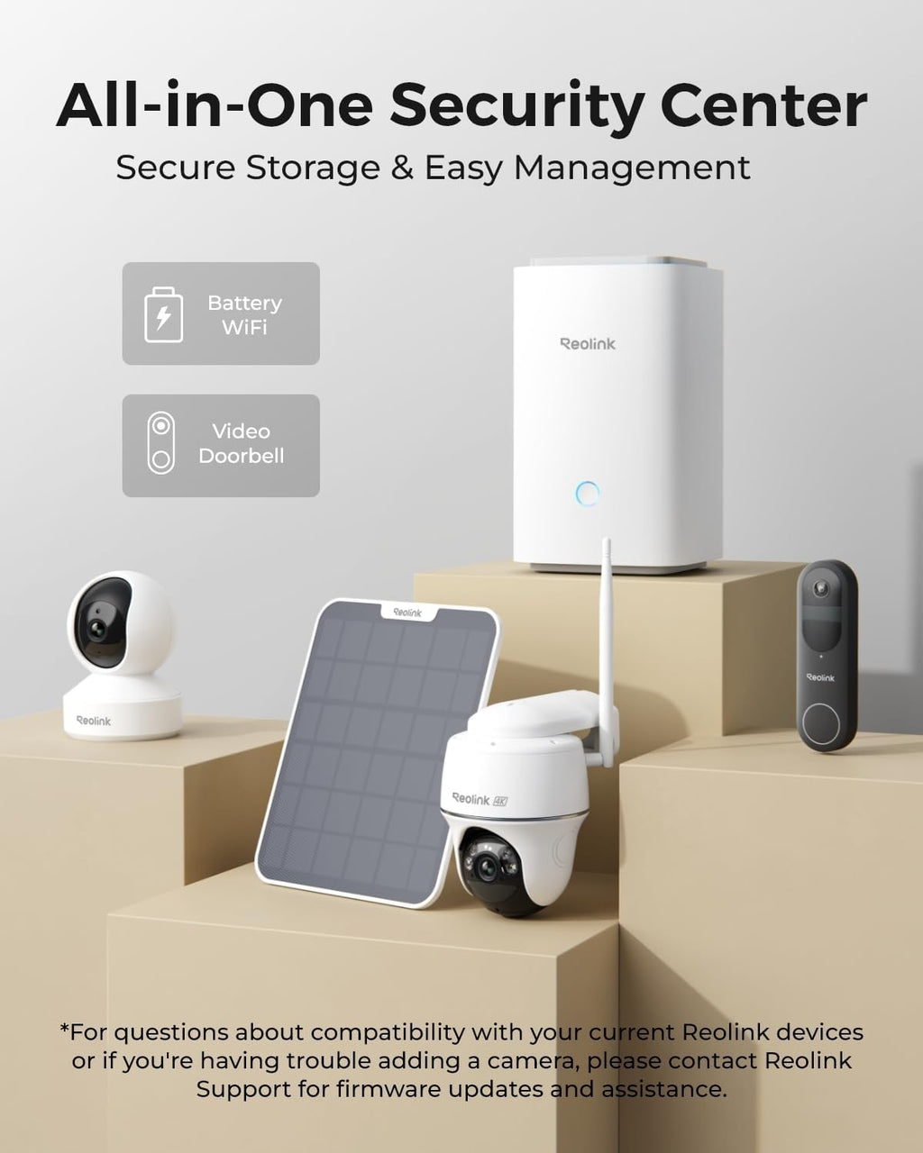 REOLINK Home Hub Centralized Control for up to 8 REOLINK Battery/WiFi Security Cameras, Encryption Privacy, 2.4/5GHz WiFi, No Monthly Fee, 64GB SD Card Installed, No Third-Party Support