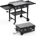 2 Burner Foldable Gas Griddle, 28 Inch Stainless Steel Portable Detachable Propane Griddle, 30,000 BTU Flat Top Barbecue Grill with Side Shelves for Camping