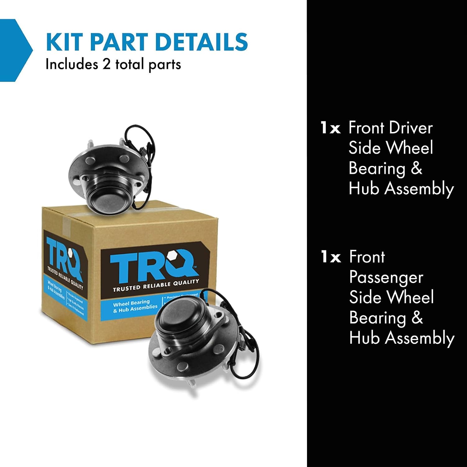 TRQ 2 Piece Front Wheel Bearing & Hub Assembly Set Compatible with 2002-2006 Cadillac Escalade Chevrolet Avalanche 1500 2003-2013 Express 1500 2003-2005 Express 2500 1999-2004 Silverado 1500 2000-200