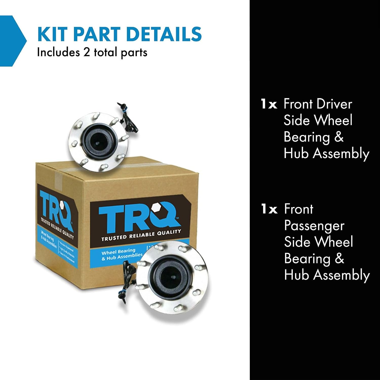 TRQ 2 Piece Front Wheel Bearing & Hub Assembly Set Compatible with 2003-2017 Chevrolet Express 3500 2009-2017 Express 4500 GMC Savana 3500 Savana 4500