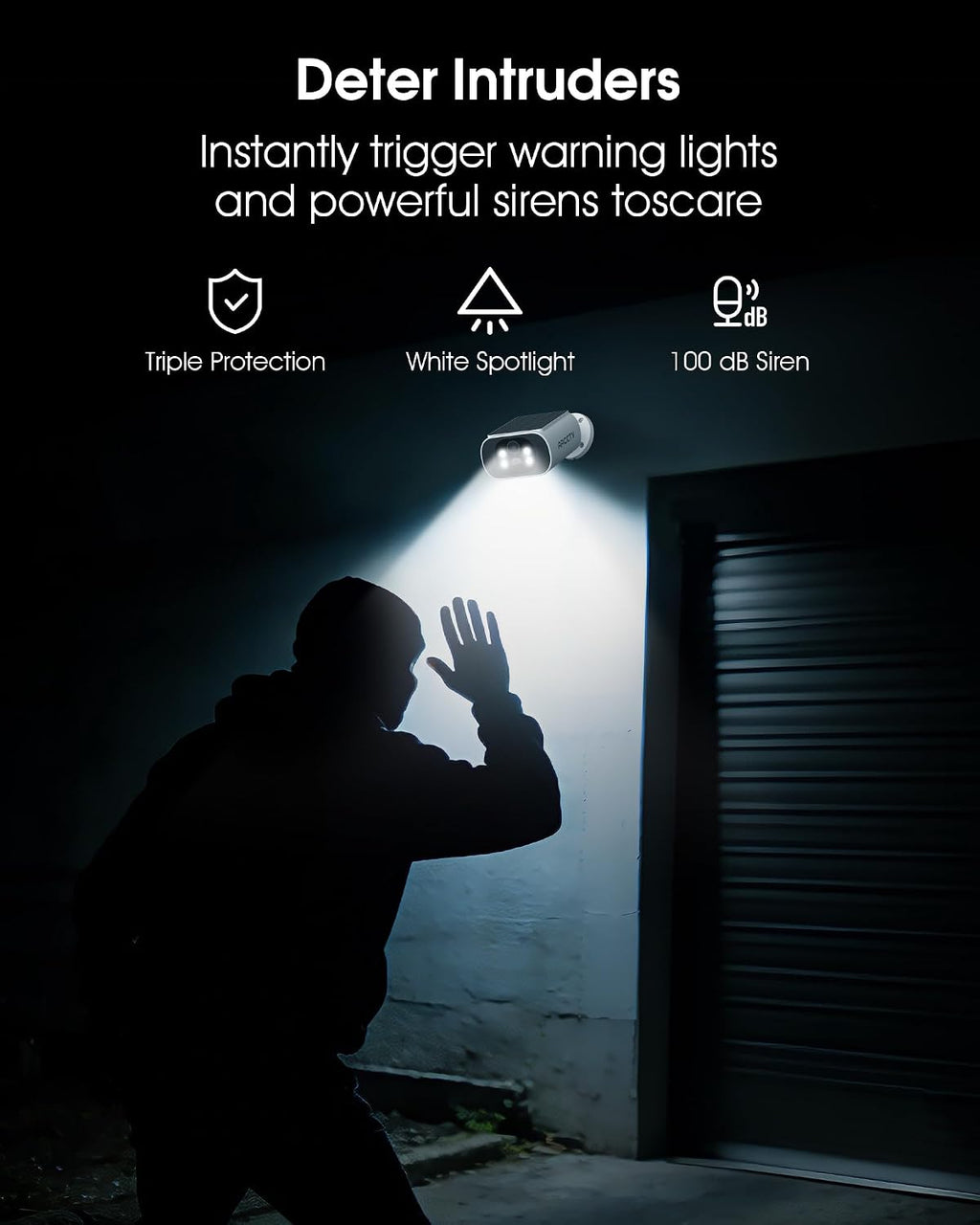 ARCCTV Solar Security Cameras Wireless Outdoor, No Monthly Fee, 2-Camera Bullet Home Security System with Base Station, 2K Video, Local Storage, Color Night Vision, Active Siren