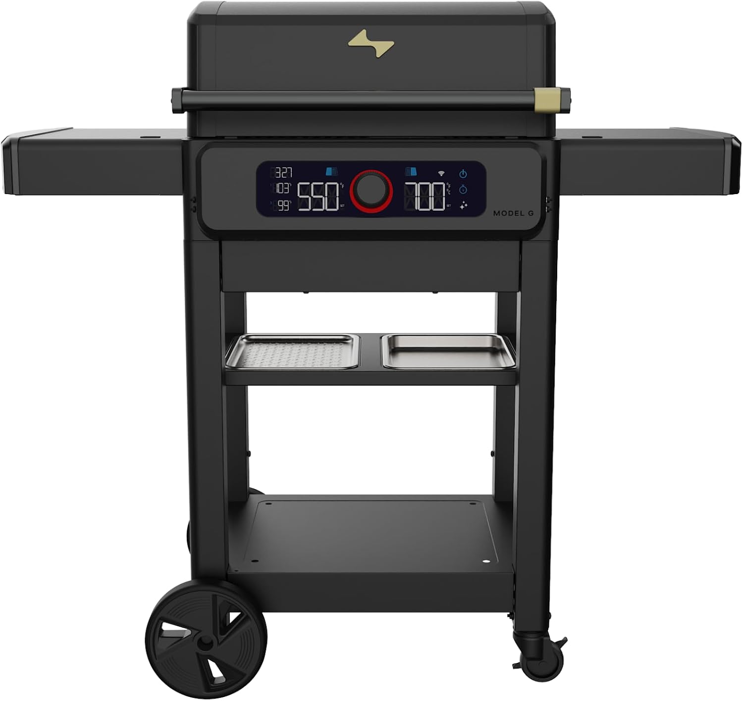 Current® Model G+ Dual Zone Electric Grill, Smart Electric Outdoor Grill with 200-700°F Range for Searing & Roasting, Independent Heat Zones, Apartment-Friendly & Weather-Resistant, Eclipse