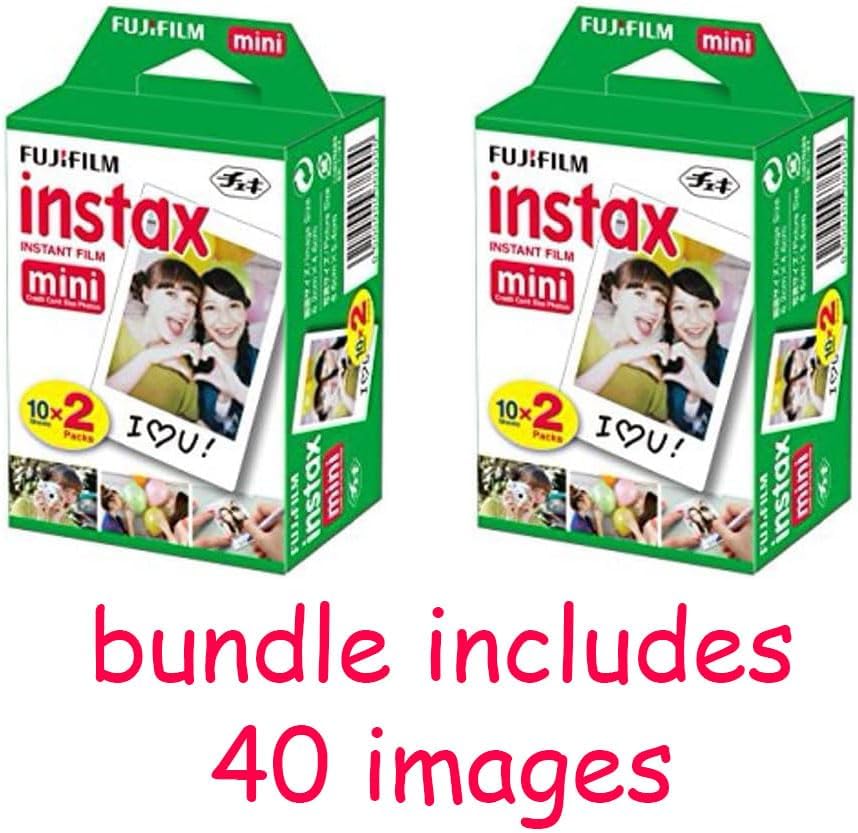 Fujifilm Instax Mini 12 Instant Camera Pastel Blue with Film Value Pack (40 Sheets) + Accessories Including Galaxy Carrying Case Strap, Photo Album, Stickers (Purple)