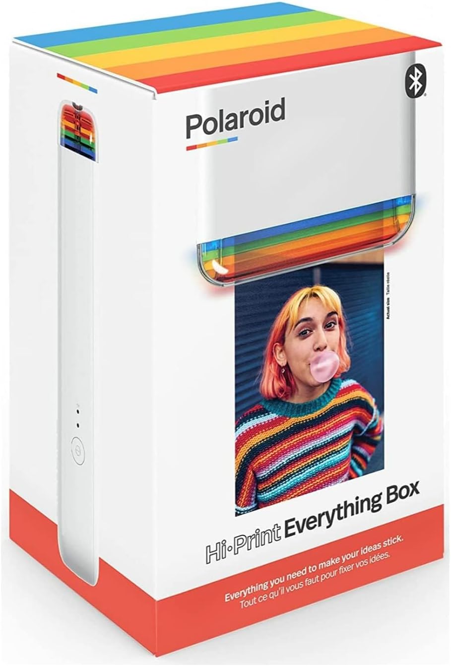 Polaroid Originals Hi-Print Bluetooth Photo Printer Bundle with Cartridge (2-Pack) and Film Kit with Acrylic Frames, Hanging Frames, and Stationery Storage Box (4 Items)