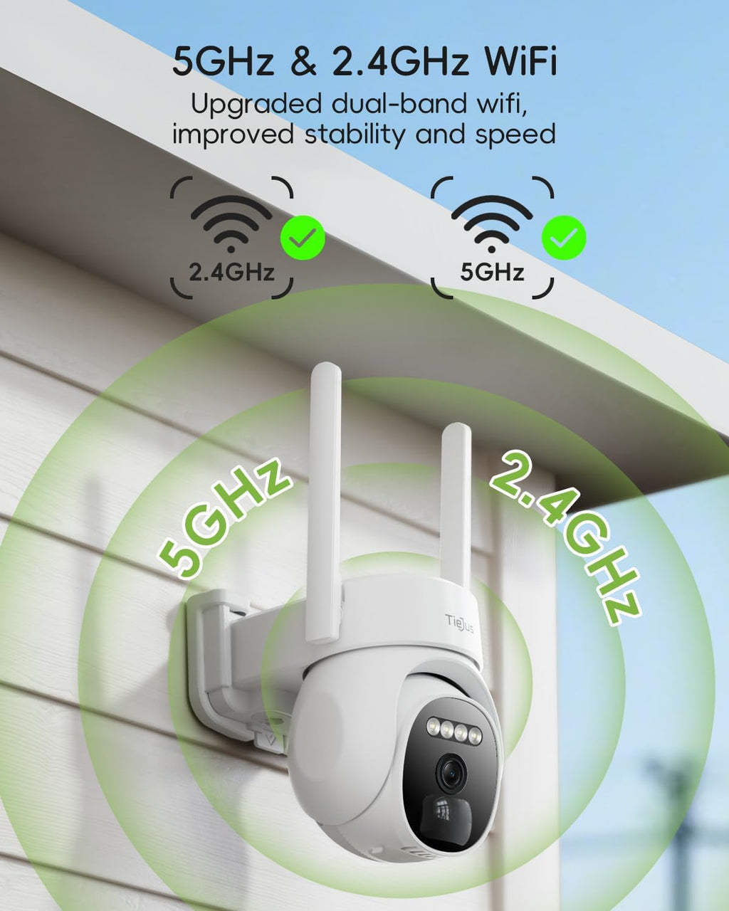 2.4G/5G Security Cameras Wireless Outdoor, 2K Solar Camera for Home Security, Battery Powered, 360° PTZ/Color Night Vision/2Way Talk/Compatible with Alexa/IP66 Waterproof(4 Pack)