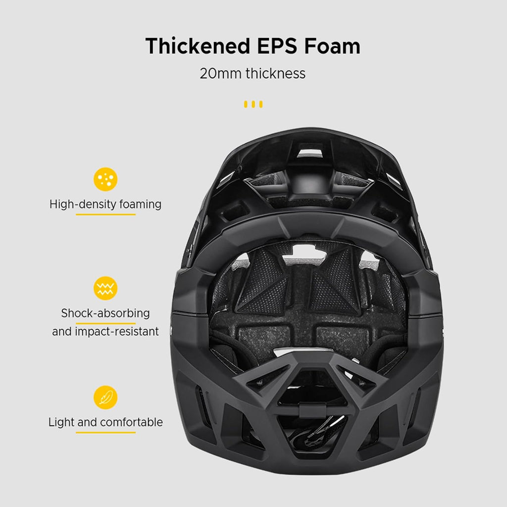 Lixada Adult Bike Helmet, Full Face Mountain Bike Helmet Lightweight Bicycle Helmet with Pads & Visor, Comfort Cycling Helmet Racing Downhill MTB Helmet for Men Women