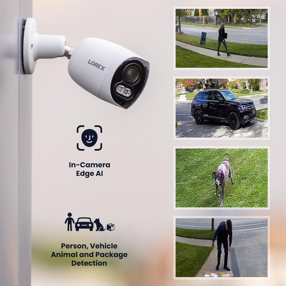 Lorex 4K 8MP IP Wired Dual-Lens Add-On Outdoor Security Camera | Smart Security Lighting | Motion Detection | 180° Panoramic View | Auto Framing | Color Night Vision | 2-Way Talk | Requires Recorder