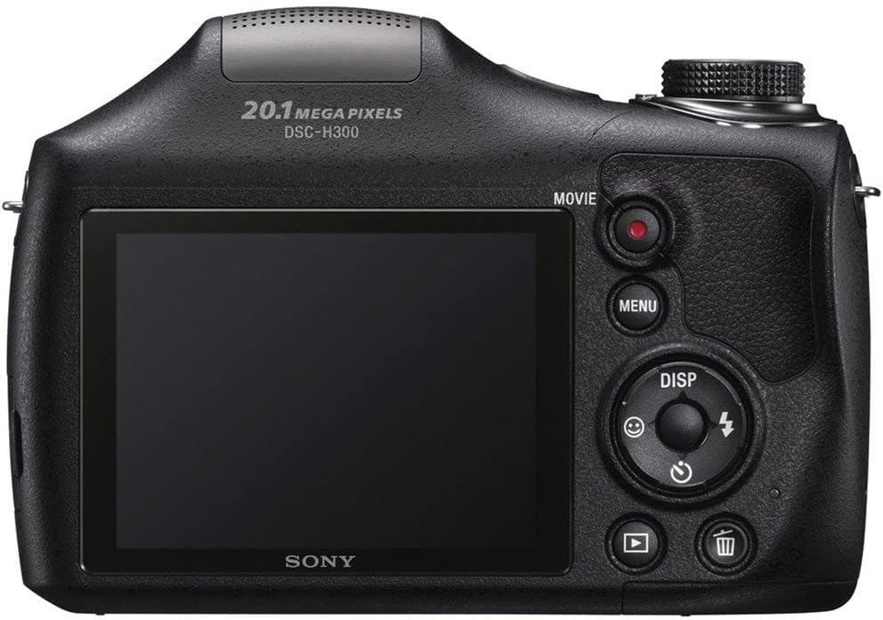 Sony Cyber-Shot DSC-H300 Digital Camera (Black) (DSCH300/B) + 64GB Memory Card + Card Reader + Case + Flex Tripod + Memory Wallet + Cleaning Kit (Renewed)