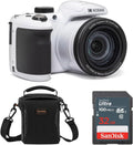 KODAK PIXPRO AZ405-WH 20MP Digital Camera 40X Optical Zoom 24mm Wide Angle Lens Optical Image Stabilization 1080P Full HD Video 3' LCD Vlogging Camera, Full Frame, with Bag & SD Card + Reader (White)