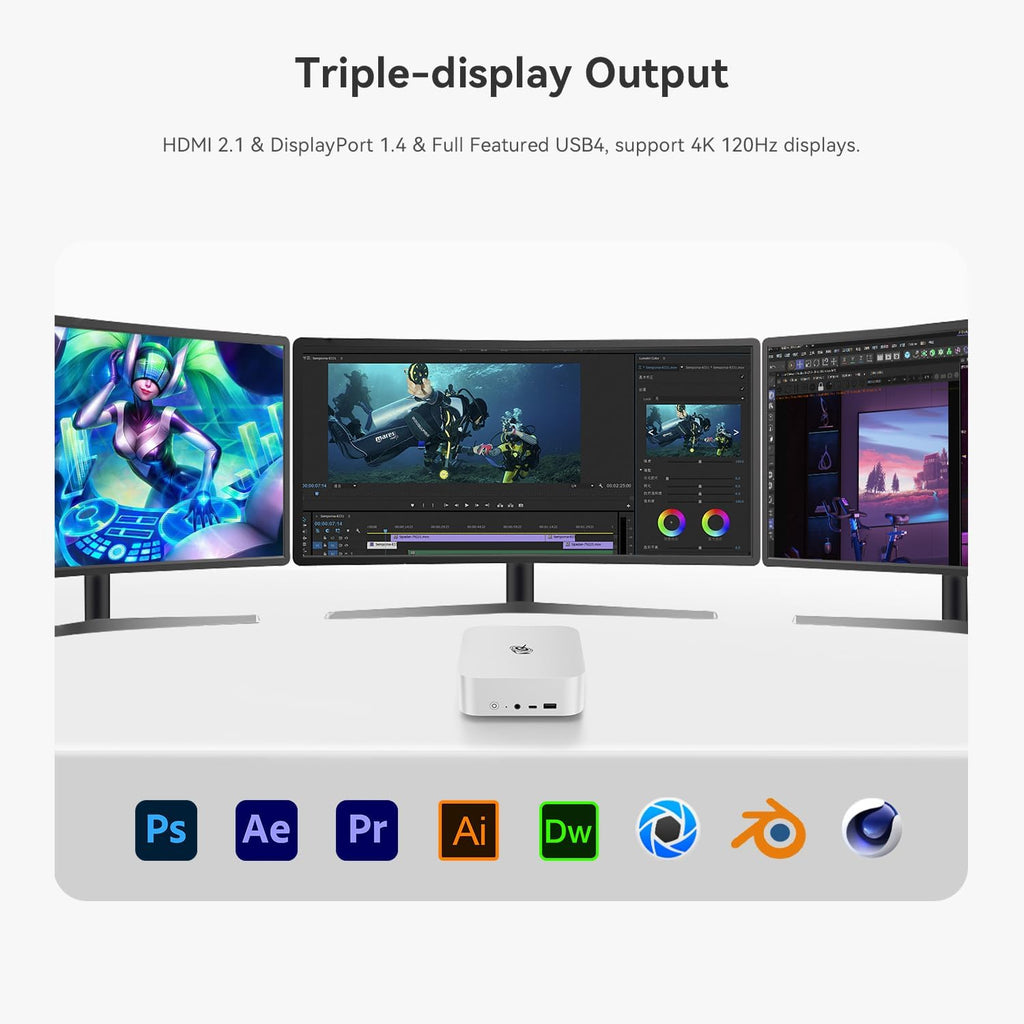 Beelink SER8 Mini PC, AMD Ryzen 8745HS(up to 4.9GHz) 8C/16T, Mini Computer 32GB DDR5 RAM 1TB NVMe PCIE 4.0 SSD, Mini Desktop Computer 4K Triple Screen Display WiFi6/BT5.2/WOL/W-11 Pro