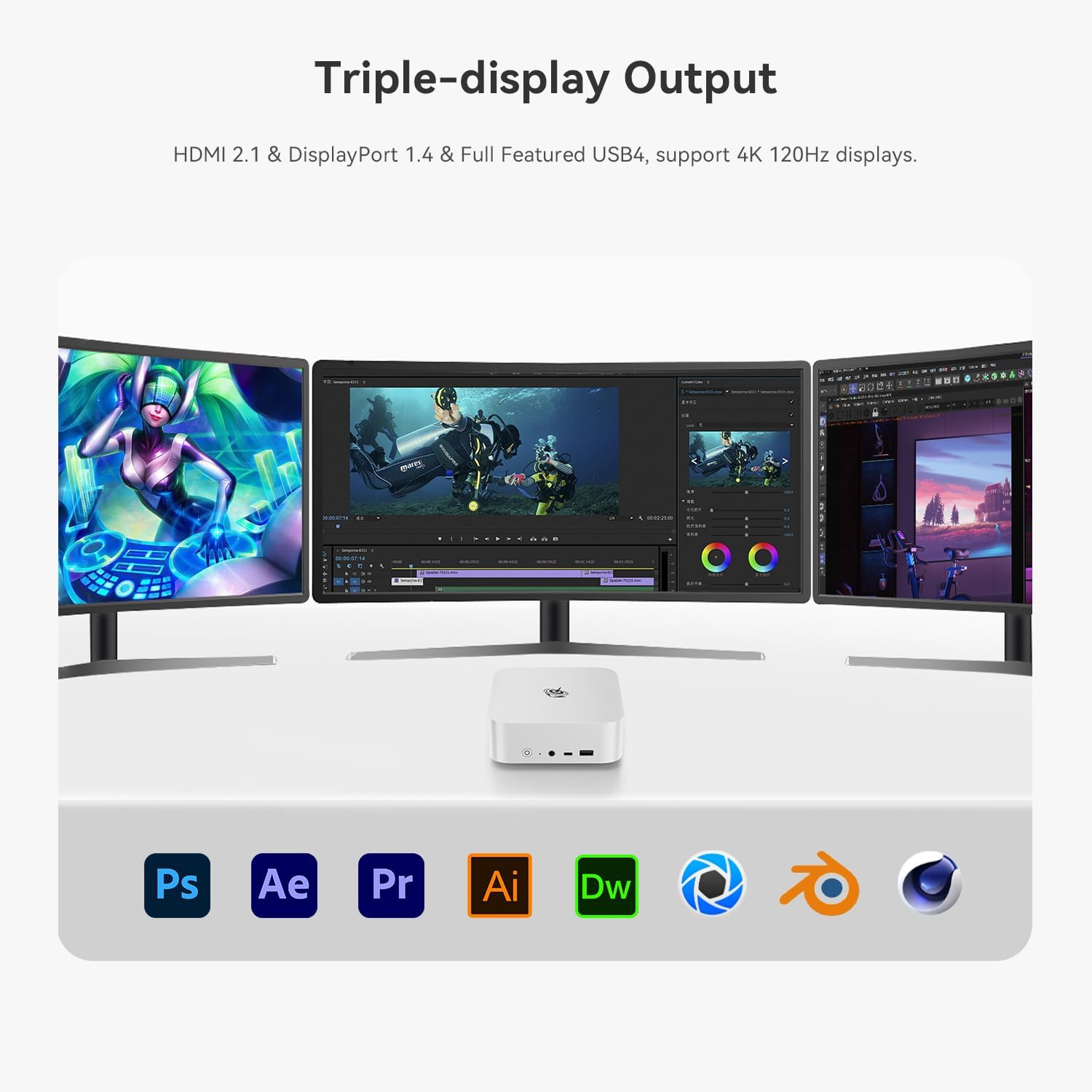 Beelink SER8 Mini PC, AMD Ryzen 8745HS(up to 4.9GHz) 8C/16T, Mini Computer 32GB DDR5 RAM 1TB NVMe PCIE 4.0 SSD, Mini Desktop Computer 4K Triple Screen Display WiFi6/BT5.2/WOL/W-11 Pro