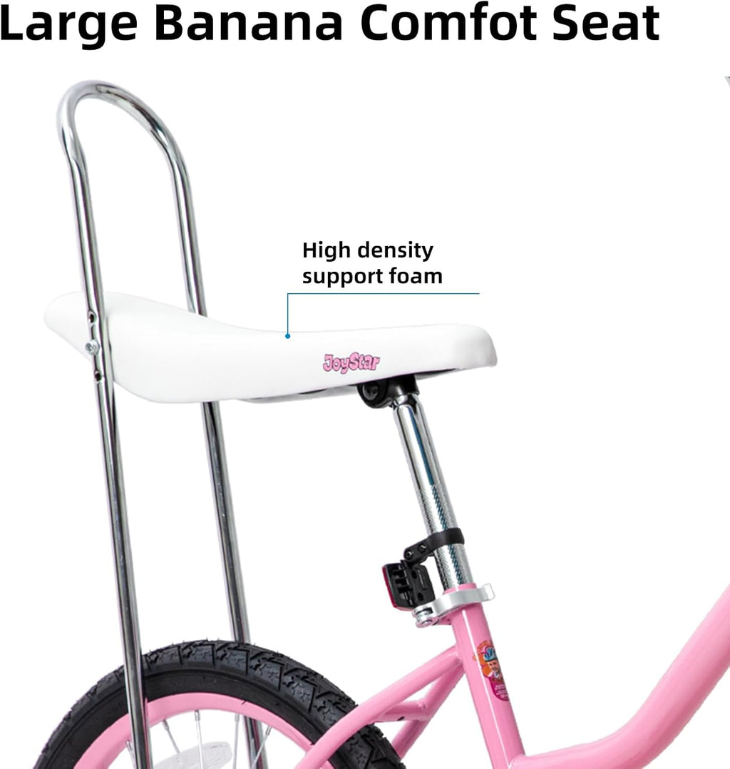 JOYSTAR Manteca 20 Inch Kids Bike with Training Wheels, Banana Seat Bike for Girls Ages 6 and Up, Kids' Bicycle, Adjustable Seat & Handlebars