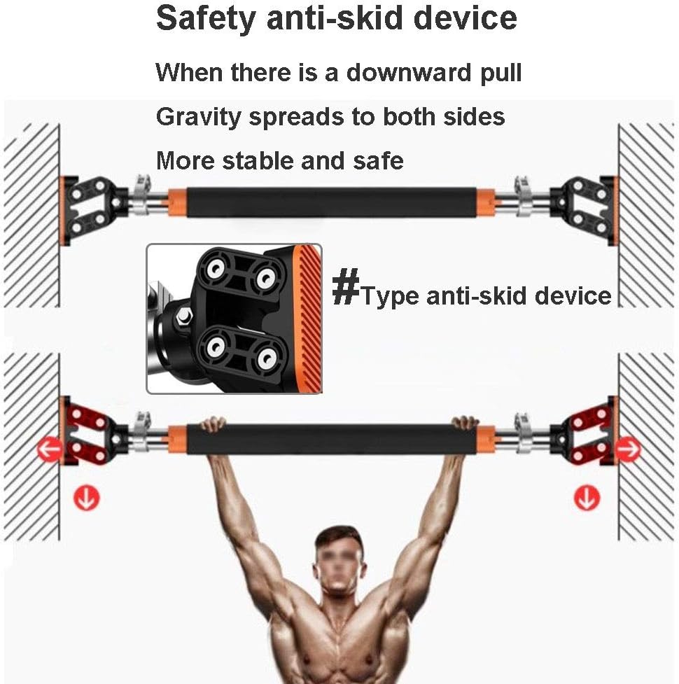 Portable Chin Pull Rod, Free Perforated Wall Horizontal Bar in Door Corridor, Home Fitness Equipment for Adults and Children, 72-175CM, Load 350KG ()
