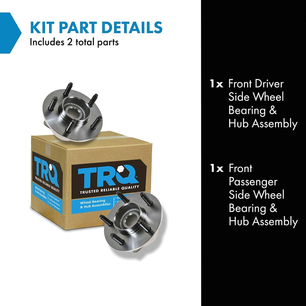 TRQ 2 Piece Front Wheel Bearing & Hub Assembly Set 4WD Compatible with 1999-2003 Ford F-150 2004 F-150 Heritage