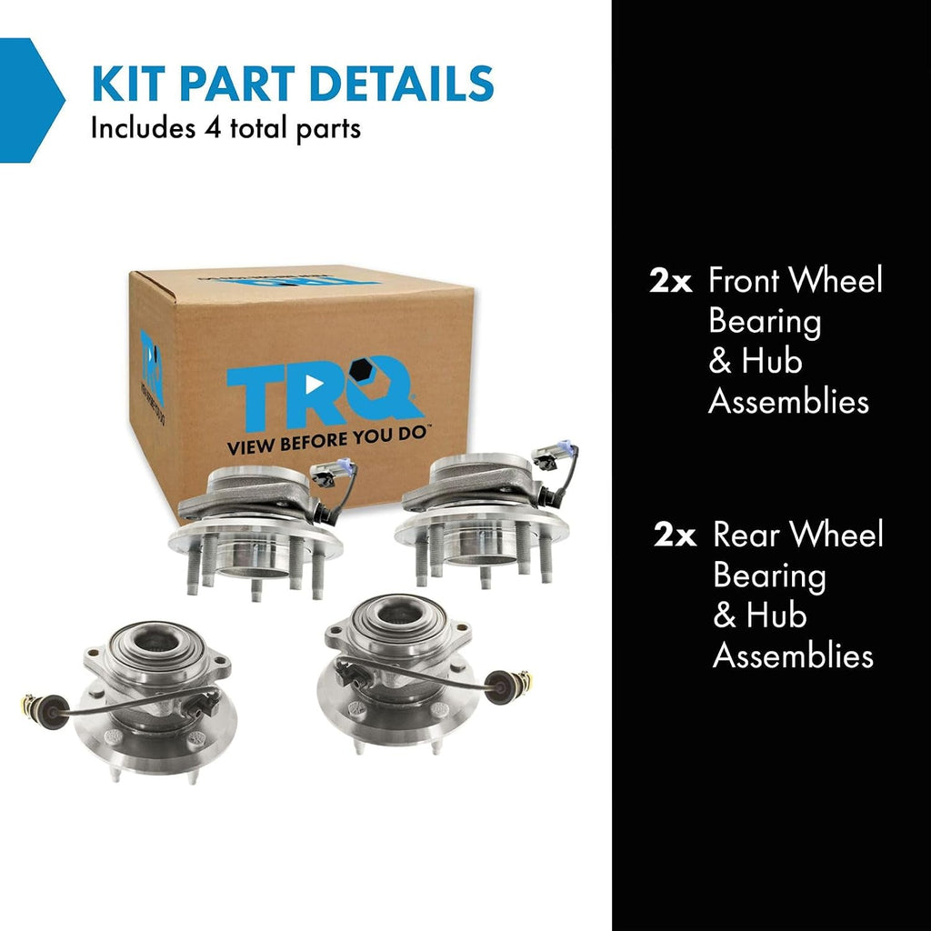 TRQ 2 Piece Front Rear Wheel Bearing & Hub Assembly Set Compatible with 2012-2015 Chevrolet Captiva Sport 2007-2009 Equinox Pontiac Torrent 2008-2010 Saturn Vue Suzuki XL-7
