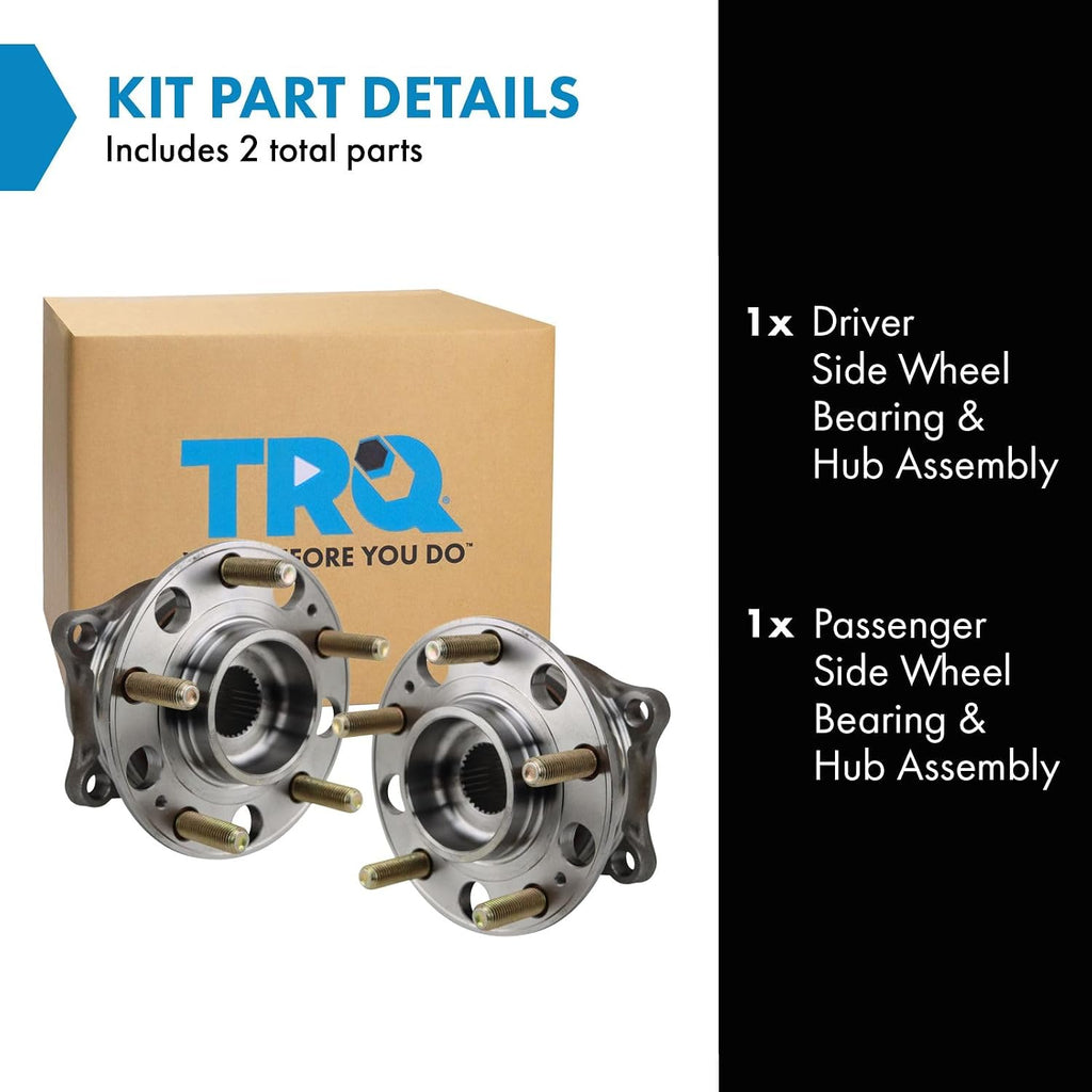 TRQ Left and Right Wheel Bearing and Hub Assembly Set 2 Piece Compatible with 19-23 Hyundai Santa Fe AWD 20-23 Palisade AWD 22-23 Santa Cruz 20-22 Kia Telluride AWD 21-23 Sorento 22-23 Carnival