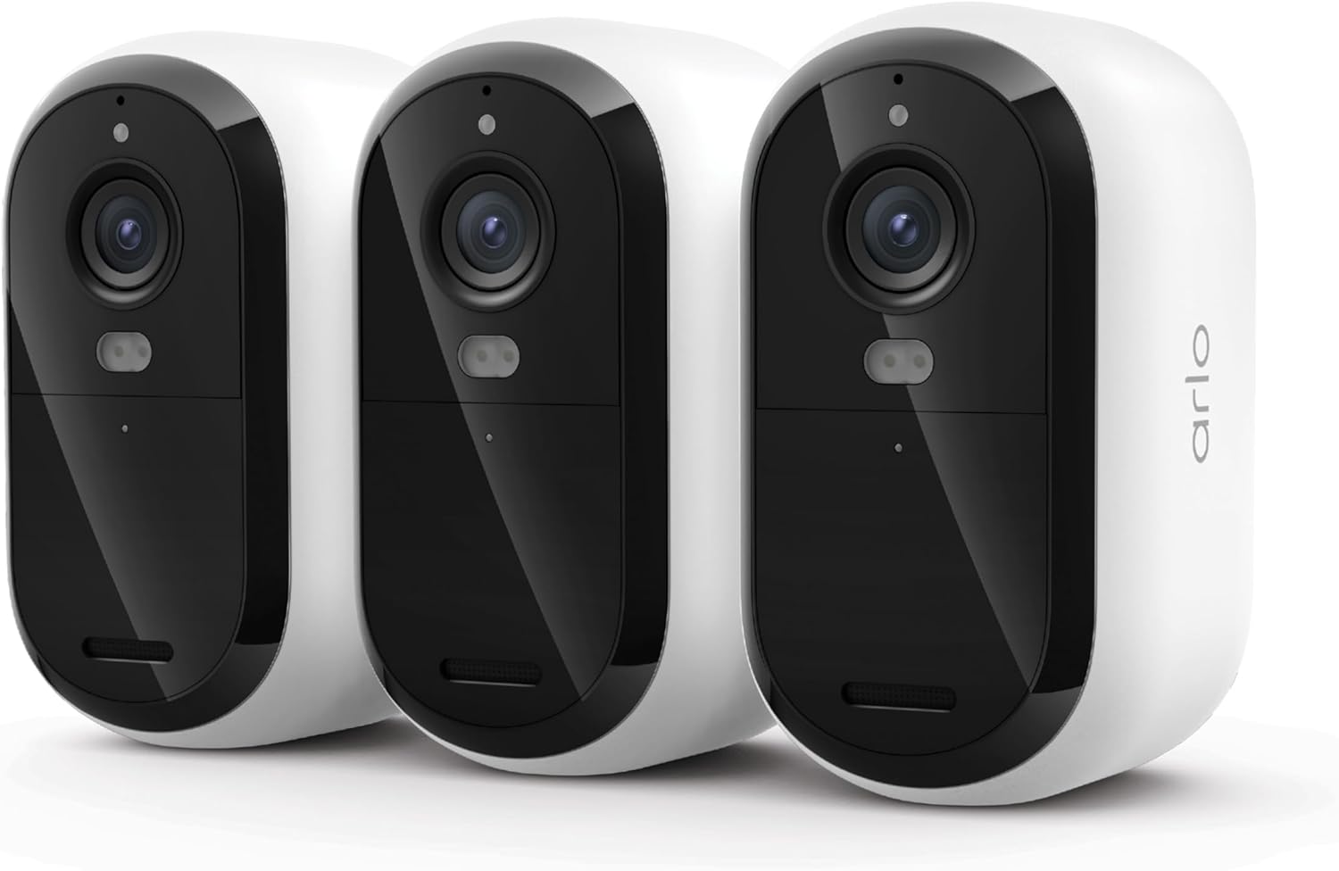 Arlo Essential Security Camera Wireless Outdoor 2K (3rd Gen, 2025 Release) - Battery Power, Person Recognition, Package Detection, Animated Preview, 1-Month Trial of Secure Plan, 3 Cam, White