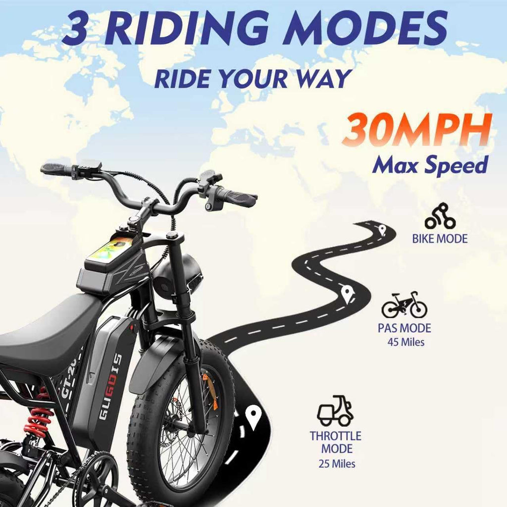 Electric Bike for Adults,1000/1500W, 30/35MPH, 48V 15.6/20AH Battery, Max 30-60 Miles Electric Dirt Bike, 20' Fat Tire Ebikes, UL2849&GCC Certified Electric Motorcycle for Mountains, Snow, Sand, Road
