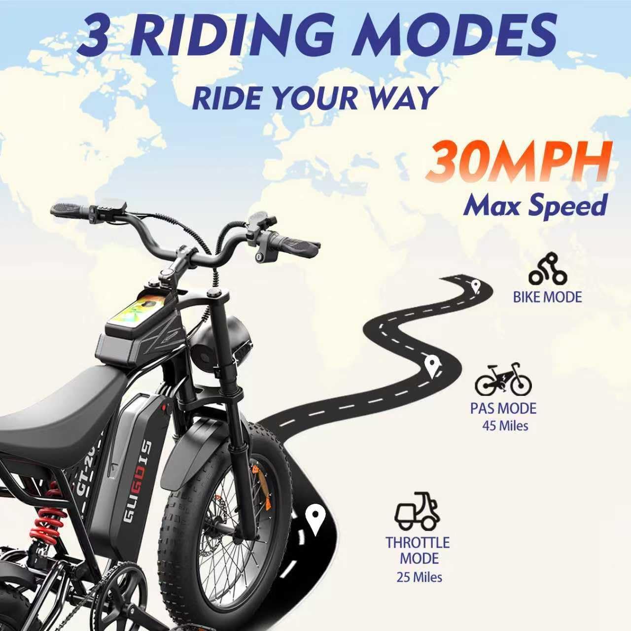 Electric Bike for Adults,1000/1500W, 30/35MPH, 48V 15.6/20AH Battery, Max 30-60 Miles Electric Dirt Bike, 20' Fat Tire Ebikes, UL2849&GCC Certified Electric Motorcycle for Mountains, Snow, Sand, Road