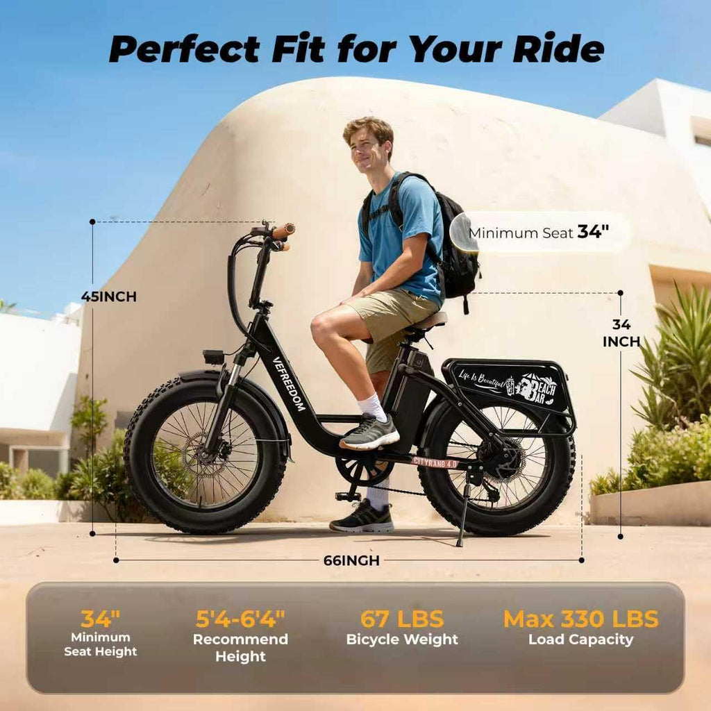vefreedom Electric Bike for Adults with Peak 1500W Motor, 48V 20Ah Removable Battery Fast Ebike,Max 70Miles,20' x4.0 Fat Tire Commuting Electric Mountain Bike,7-Speed, Step-Thru Bicycle