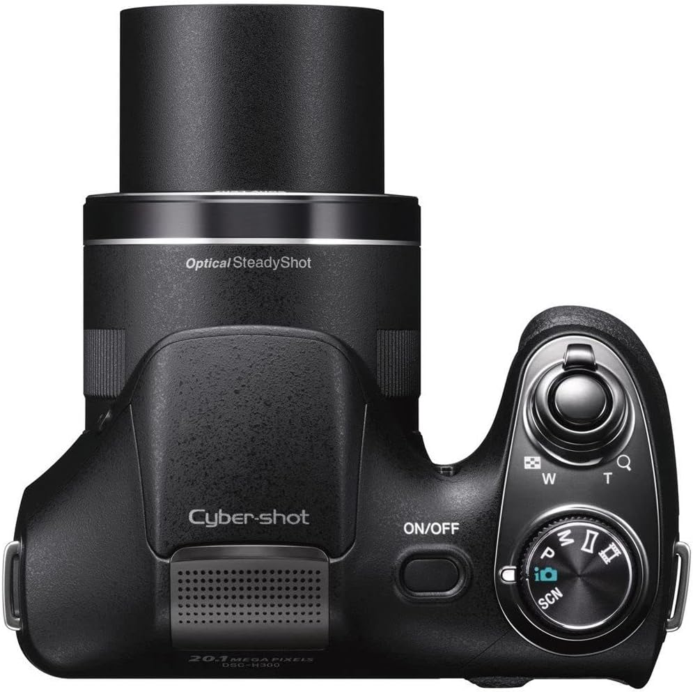 Sony Cyber-Shot DSC-H300 Digital Camera (Black) (DSCH300/B) + 64GB Memory Card + Card Reader + Case + Flex Tripod + Memory Wallet + Cleaning Kit (Renewed)