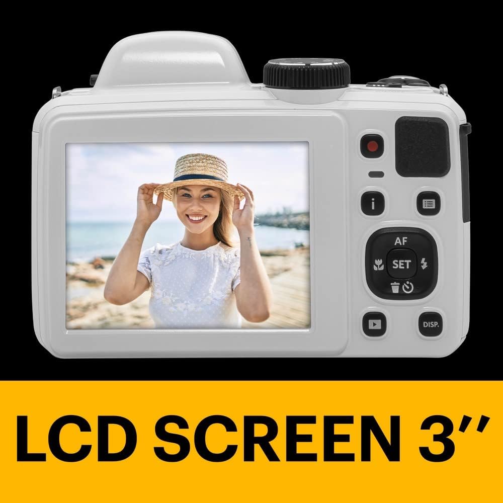 KODAK PIXPRO AZ425 Digital Camera, 42x Optical Zoom Bridge with 20MP BSI Sensor, Li-Ion Battery, OIS, 1080p Full HD Video, White