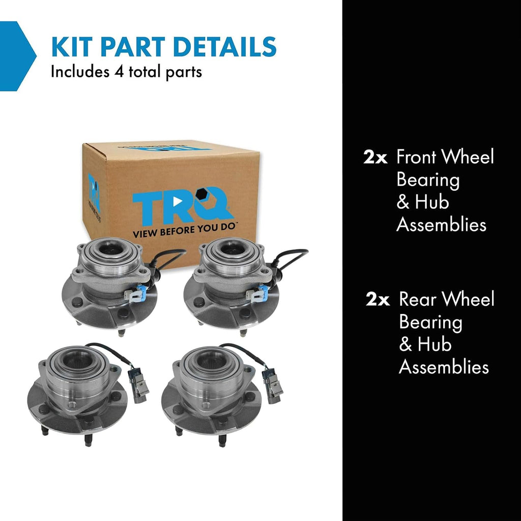 TRQ 2 Piece Front Rear Wheel Bearing & Hub Assembly Set Compatible with 2005-2006 Chevrolet Equinox 2006 Pontiac Torrent 2002-2007 Saturn Vue