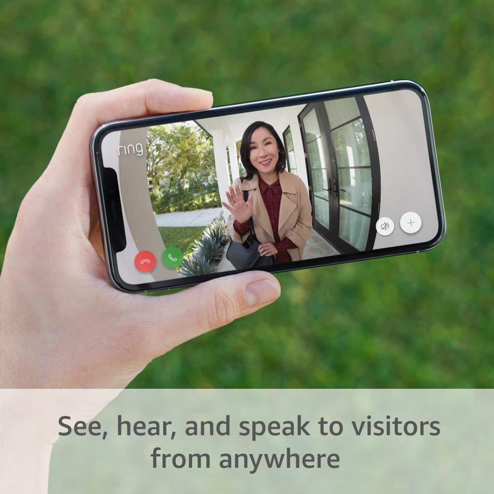 Ring Video Doorbell (Satin Nickel) with Spotlight Cam Pro, Battery White