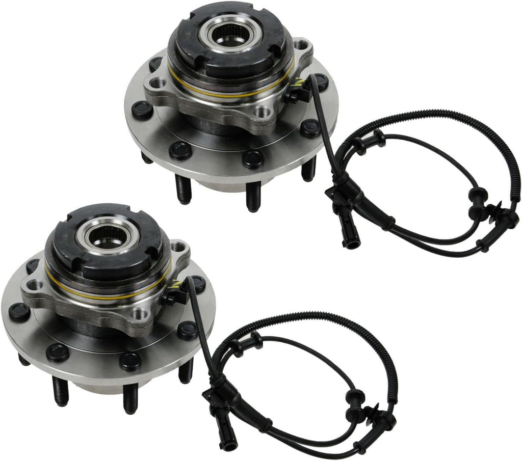 TRQ 2 Piece Front Wheel Bearing & Hub Assembly Set 4WD Compatible with 1999 Ford F-250 Super Duty F-350 Super Duty