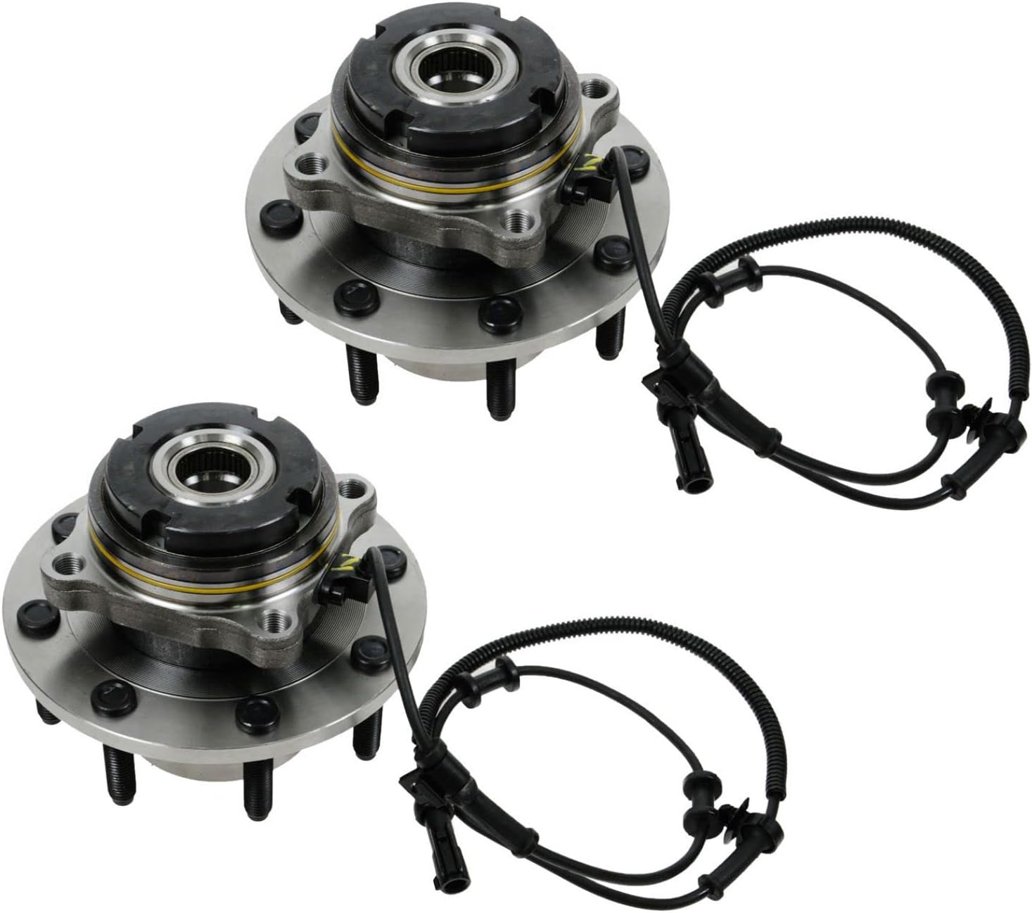 TRQ 2 Piece Front Wheel Bearing & Hub Assembly Set 4WD Compatible with 1999 Ford F-250 Super Duty F-350 Super Duty