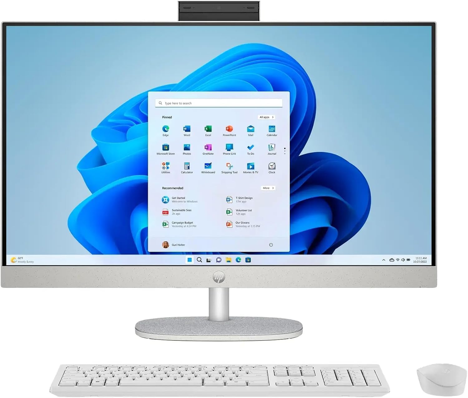 HP 27' Touchscreen AIO Desktop - FHD Anti-Glare Display, Intel Ultra 7 155U (12-Core), Height-Adjustable Stand, FHD IR Camera, Windows 11 Pro, 16GB DDR5 + 1TB SSD