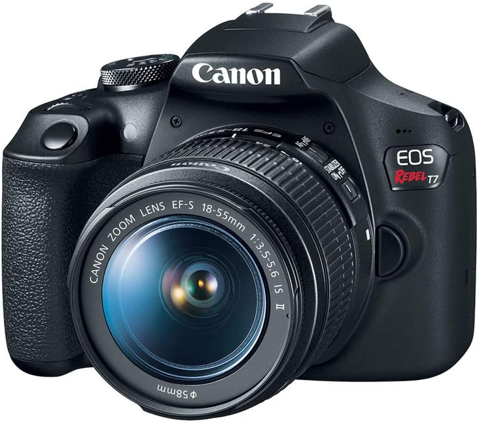 Canon EOS Rebel T7 Digital SLR Camera 18-55mm f/3.5-5.6 is II Kit Bundle with 500mm Preset Telephoto Lens, 32GB Memory Card, Camera Bag, Paintshop Pro and Accessories (13 Items)