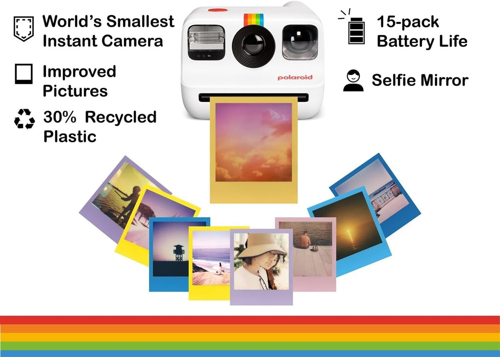 Polaroid Go Generation 2 Instant Film mini Camera (White) Bundled with Polaroid GO Color Film Double Pack, Hard Carrying Case