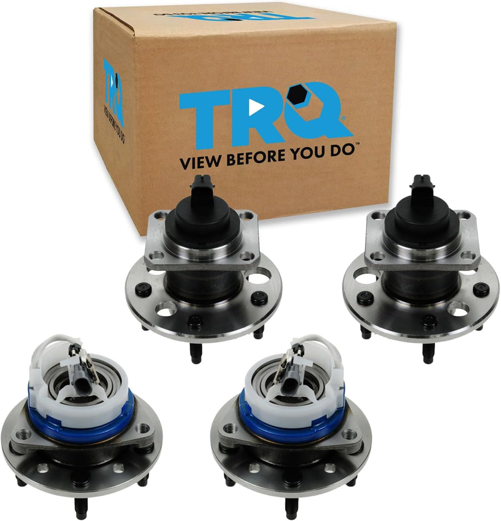 TRQ 2 Piece Front Rear Wheel Bearing & Hub Assembly Set Compatible with 2004-2005 Chevrolet Classic 2001-2003 Malibu 1999-2004 Oldsmobile Alero 1999-2005 Pontiac Grand Am