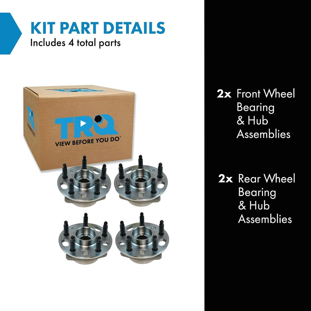 TRQ 2 Piece Front Rear Wheel Bearing & Hub Assembly Set Compatible with 2010-2016 Buick Lacrosse 2011-2017 Regal 2013-2017 Cadillac XTS 2014-2020 Chevrolet Impala 2013-2015 Malibu 2016 Malibu Limited