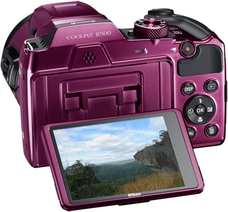 Nikon COOLPIX B500 16MP 40x Optical Zoom Digital Camera w/Wi-Fi (Plum) - (Renewed)