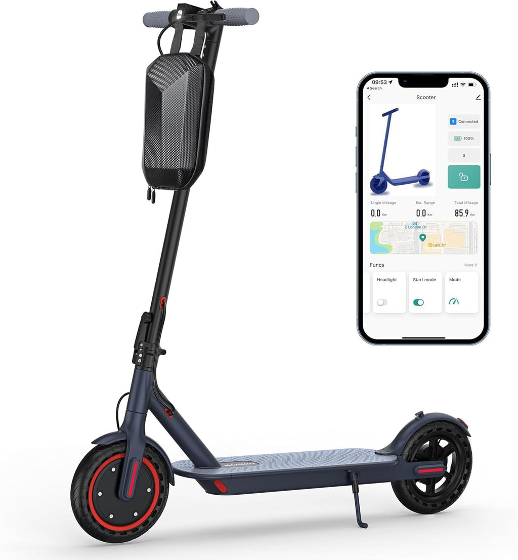 Maxshot Electric Scooter, 8.5' /10' /14' Tire, 16/19/22 Mph Top Speed, 12/16/21/27/28/49/50 Miles Long Range, Folding Escooter for Adults and Kids with Seat Bag, Dual Braking, Dual Suspension, App